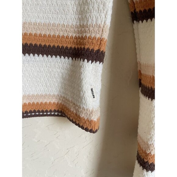 Rip Curl Striped Long Sleeve Blouse - Cream, Brown, Orange - Picture 4 of 8